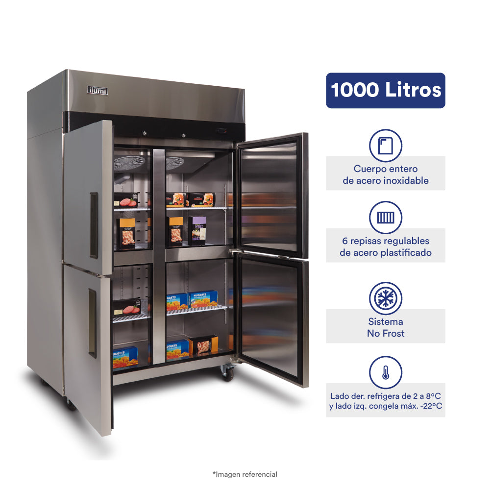 Armario frigorífico mixto de 4 puertas de 1000 litros
