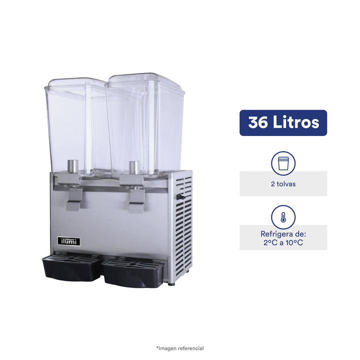 Refresquera de 36 litros con 2 tolvas