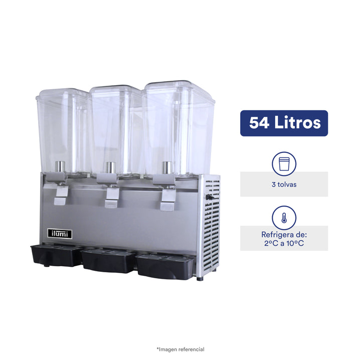 Refresquera de 54 litros con 3 tolvas