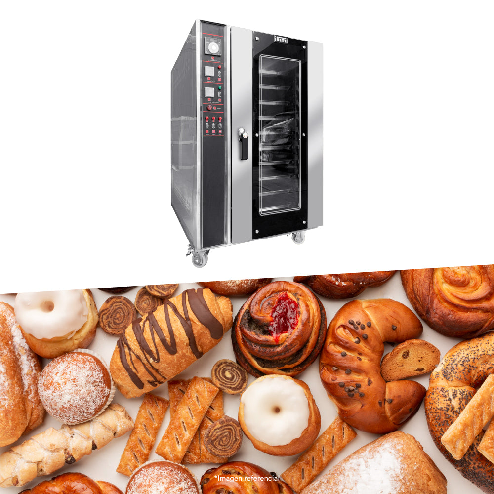 Horno industrial convector a gas con 10 bandejas
