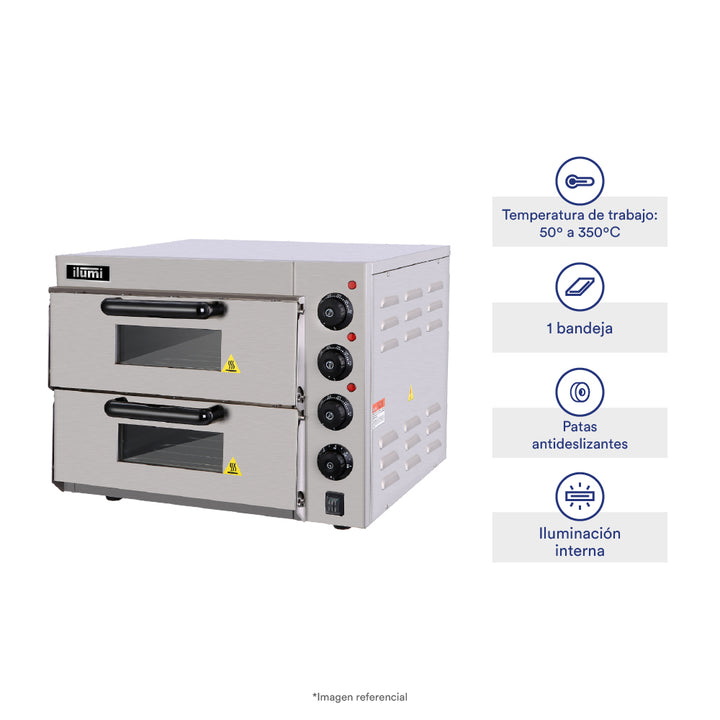 Horno pizzero eléctrico con 2 compartimientos