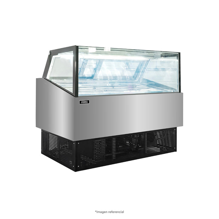 Congelador Heladero Premium con 16 pozas y vitrina recta