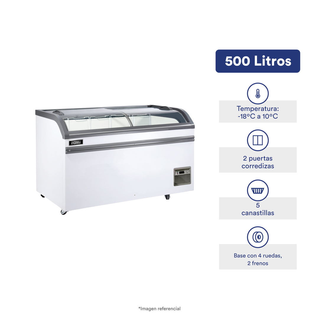 Congelador tipo isla blanco de 500 litros