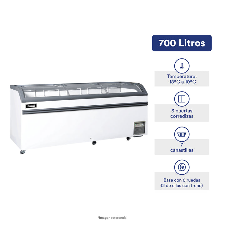 Congelador tipo isla blanco de 700 litros