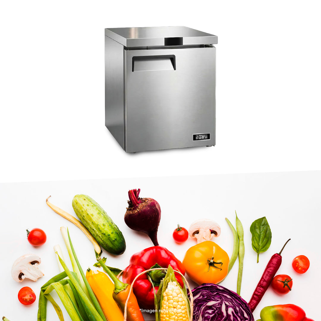 Mesa refrigerada de 200 litros con una puerta sólida