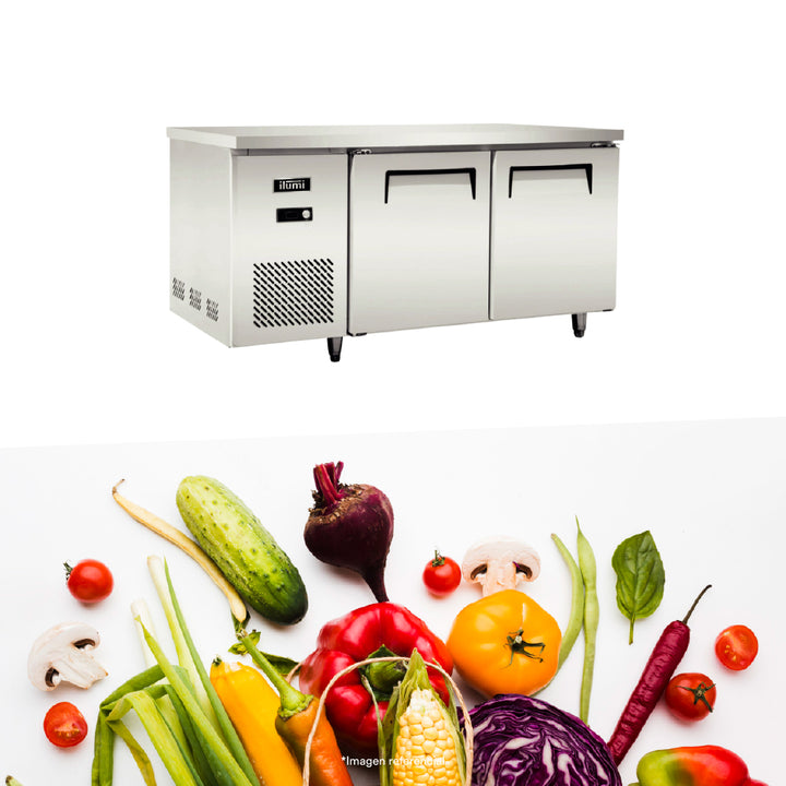 Mesa congeladora de 320 litros con 2 puertas sólidas