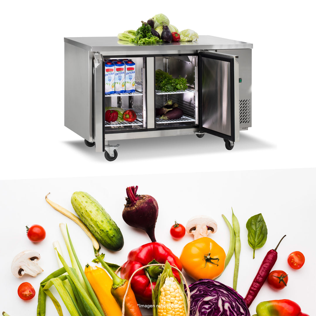 Mesa refrigerada de 280 litros con 2 puertas sólidas