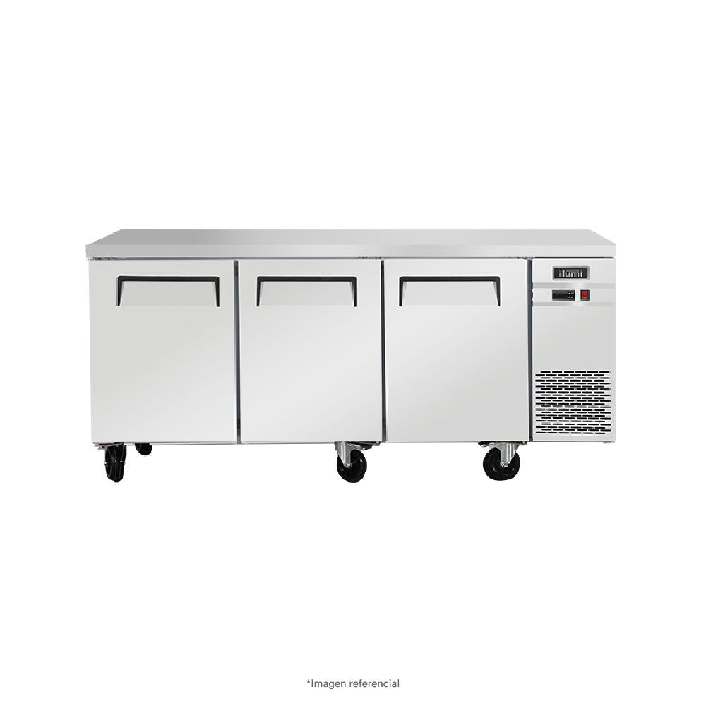 Mesa congeladora de 460 litros con 3 puertas sólidas