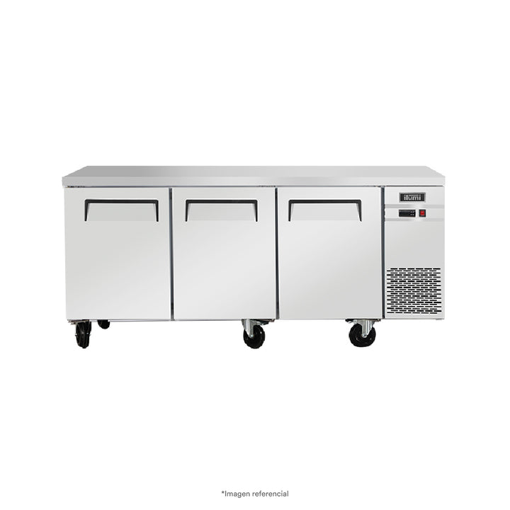 Mesa congeladora de 460 litros con 3 puertas sólidas