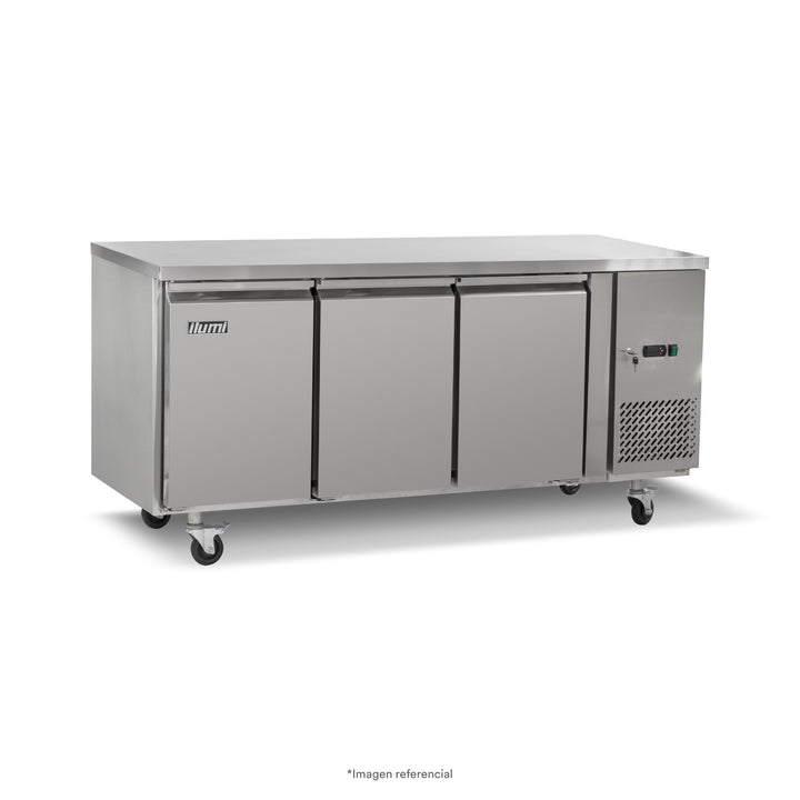 Mesa refrigerada de 420 litros con 3 puertas sólidas