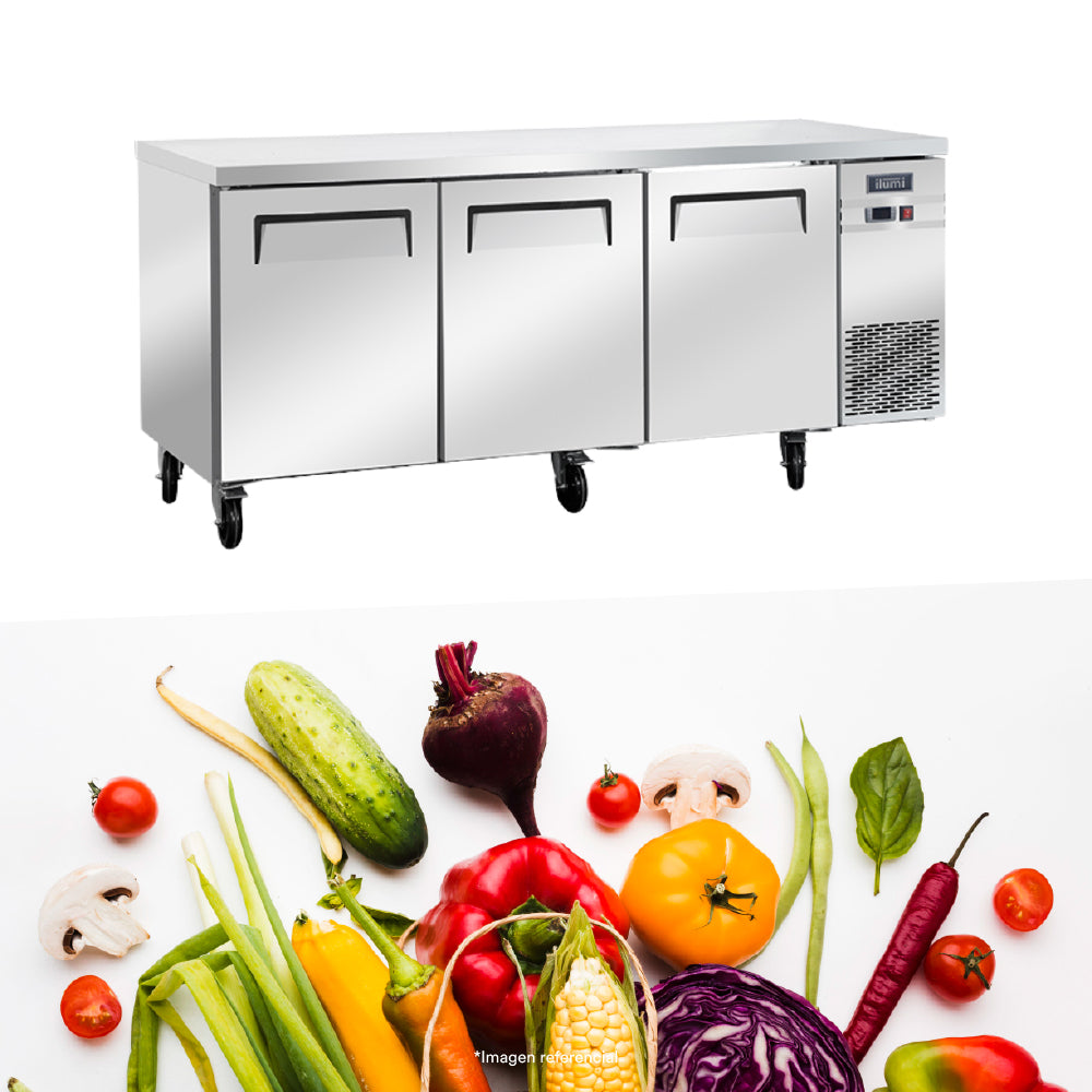 Mesa refrigerada de 460 litros con 3 puertas sólidas