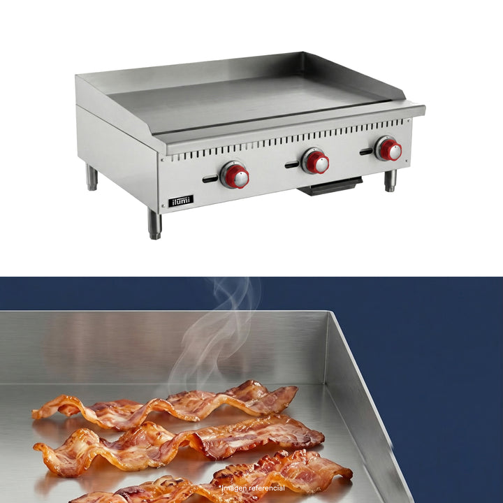 Plancha freidora a gas de 3 quemadores