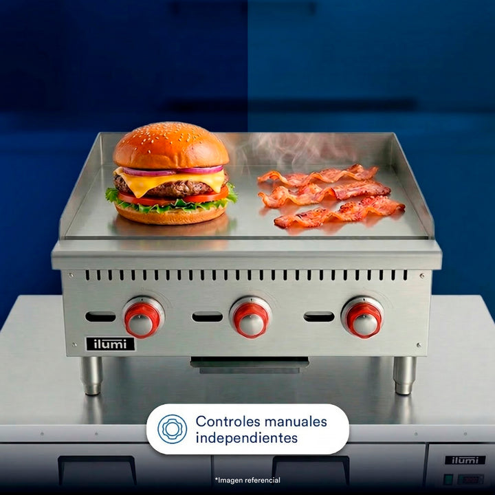 Plancha freidora a gas de 3 quemadores