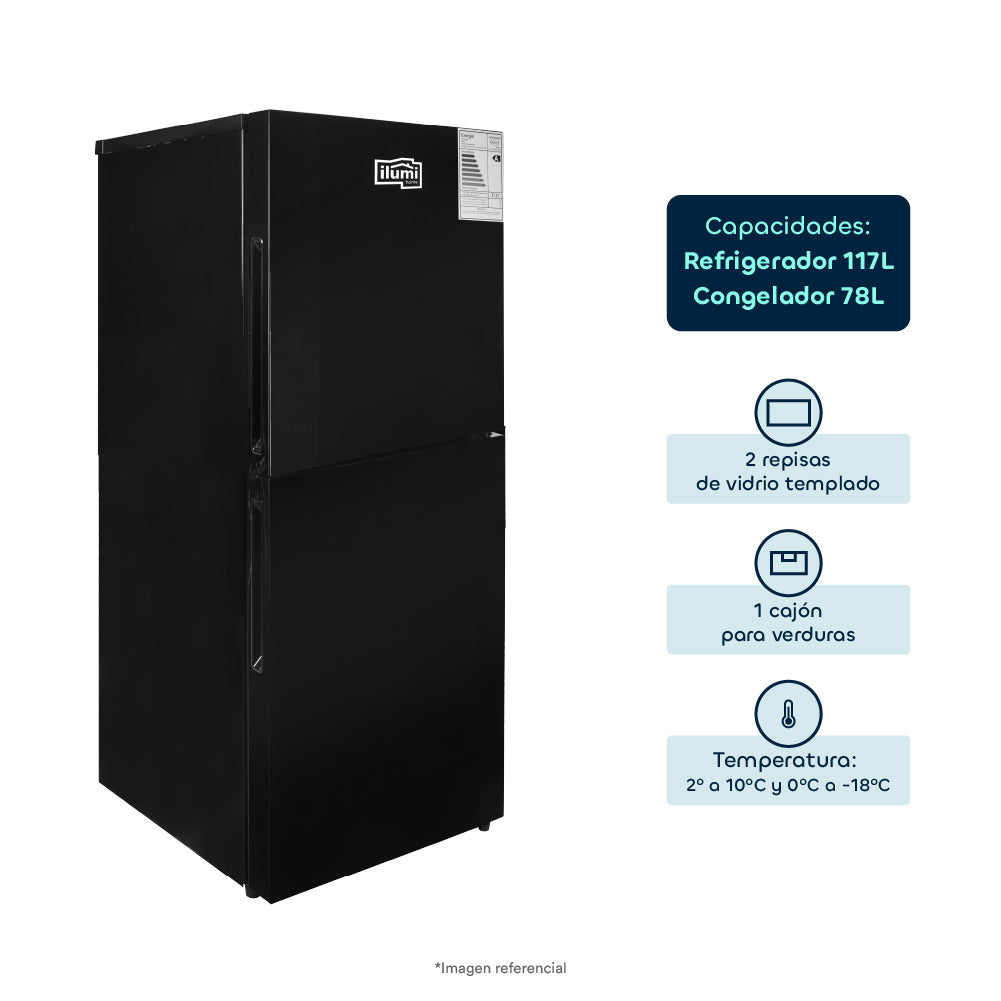 Refrigeradora negra 195L