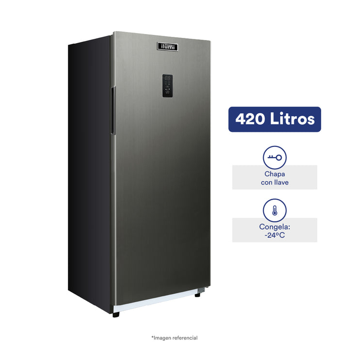 Congeladora vertical con 1 puerta sólida de 420 litros