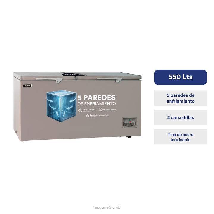 Congelador con tina de Acero Inoxidable de 550 litros