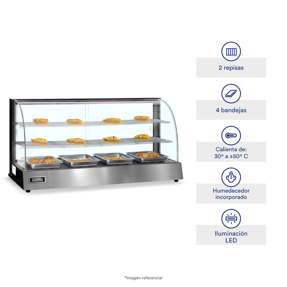 Vitrina caliente grande de 4 bandejas