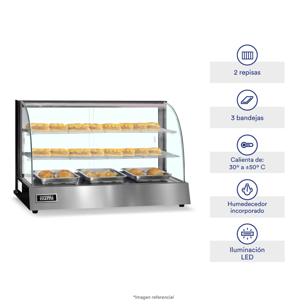 Vitrina caliente mediana de 3 bandejas