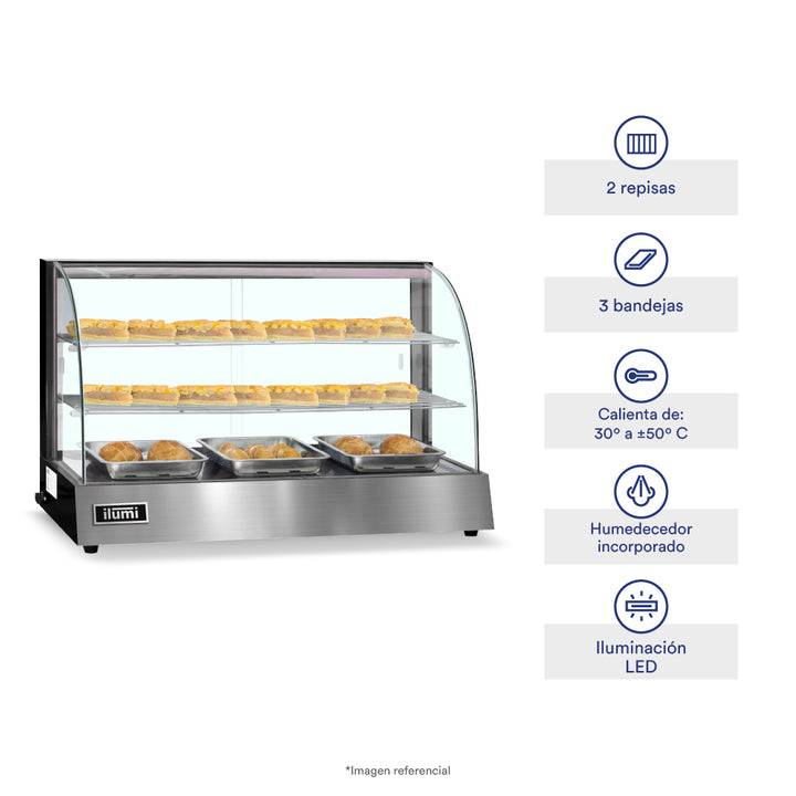Vitrina caliente mediana de 3 bandejas