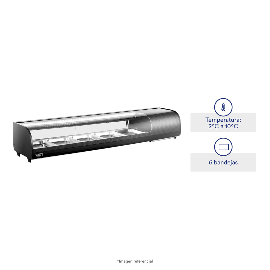 Vitrina refrigerada para sushi de 62 litros