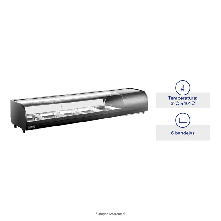 Vitrina refrigerada para sushi de 62 litros