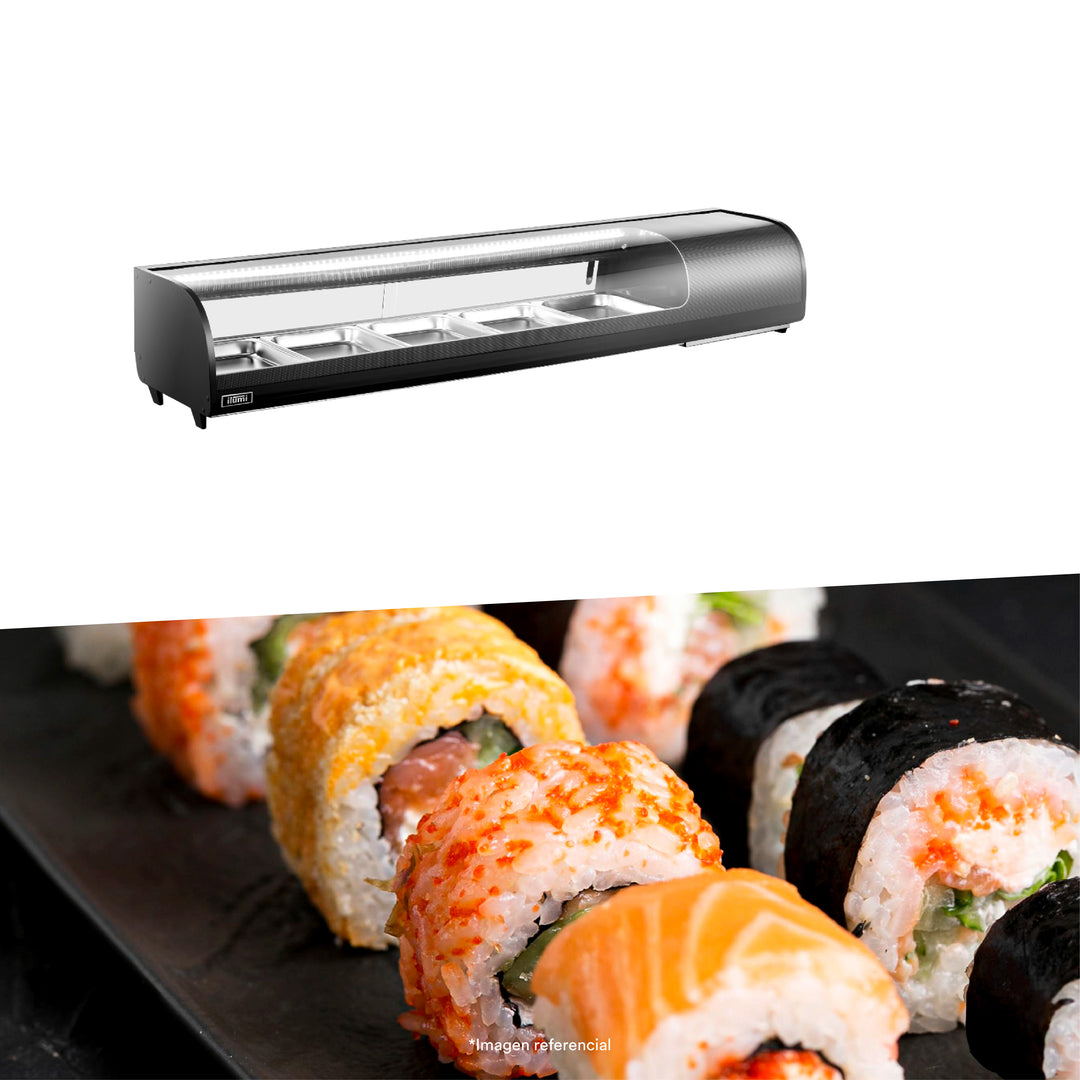 Vitrina refrigerada para sushi de 62 litros