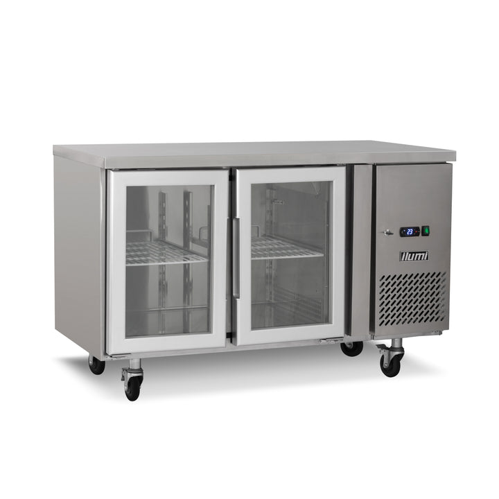 Mesa refrigerada de 280 litros con 2 puertas de vidrio