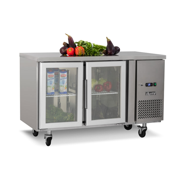 Mesa refrigerada de 280 litros con 2 puertas de vidrio