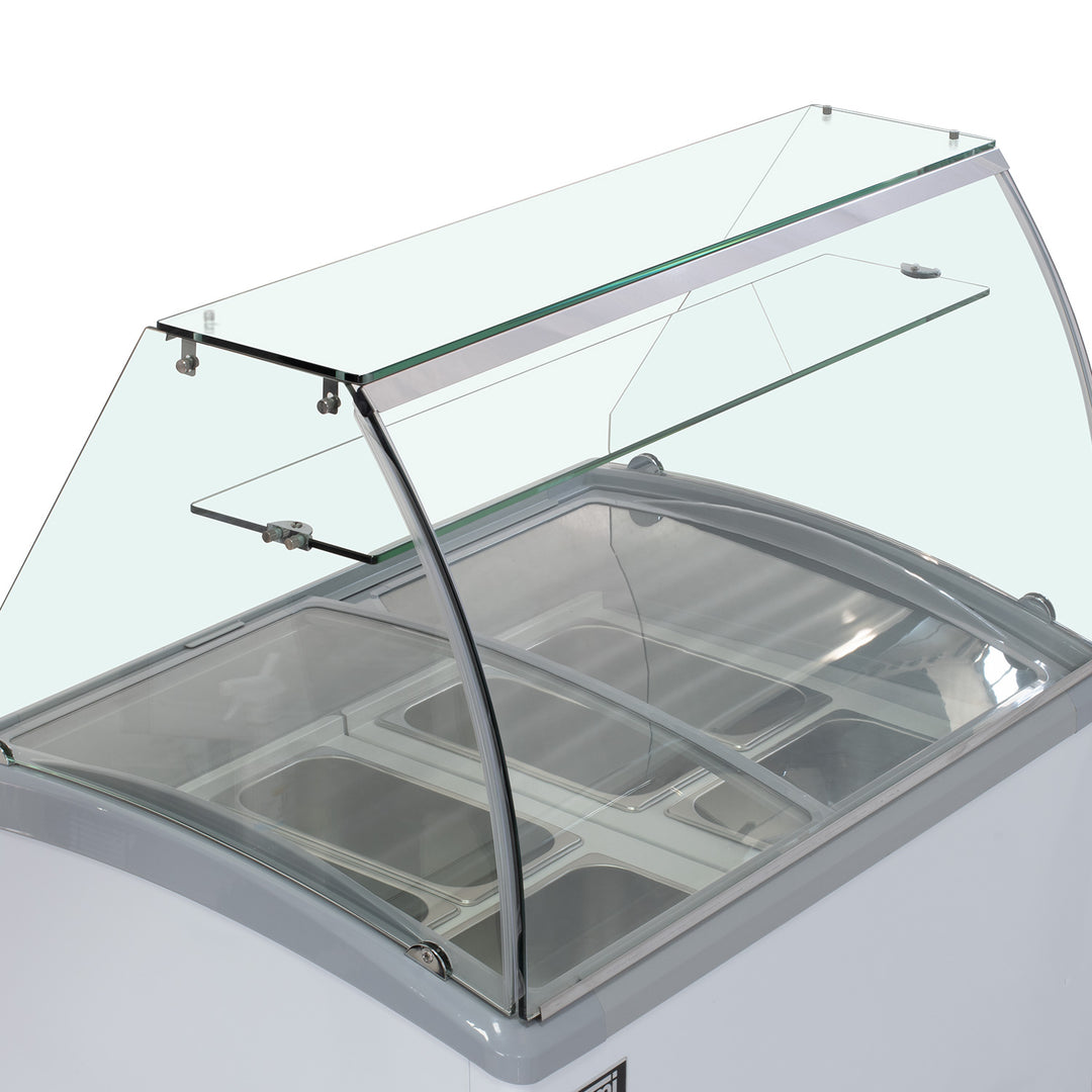 Congelador de 320 litros con vitrina y 6 pozas