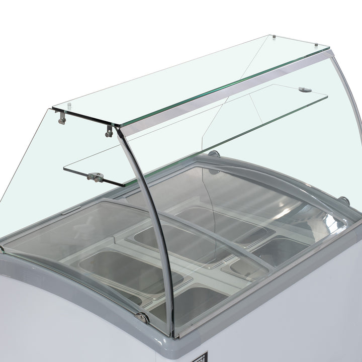 Congelador de 320 litros con vitrina y 6 pozas