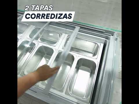 Congelador de 420 litros con vitrina y 9 pozas